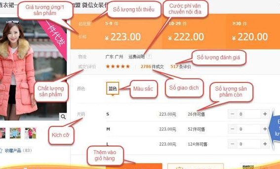Cách tính tiền trên Taobao
