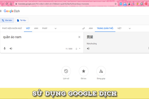 Dùng google dịch từ tiếng Anh sang tiếng Trung