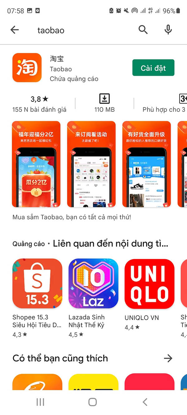 Tải App Taobao trên điện thoại
